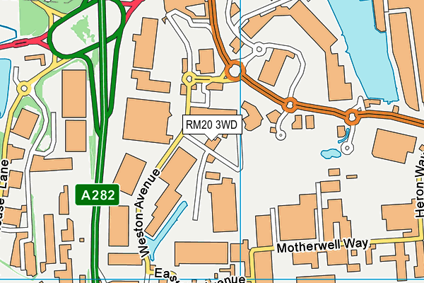 RM20 3WD map - OS VectorMap District (Ordnance Survey)