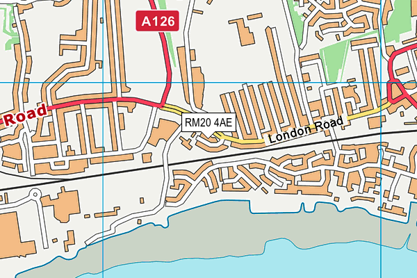 RM20 4AE map - OS VectorMap District (Ordnance Survey)