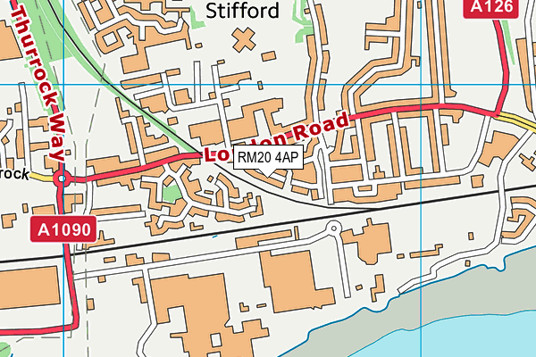 RM20 4AP map - OS VectorMap District (Ordnance Survey)