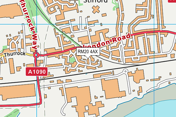 RM20 4AX map - OS VectorMap District (Ordnance Survey)