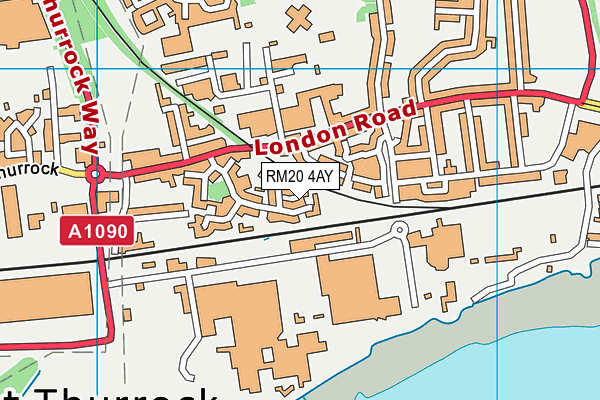 RM20 4AY map - OS VectorMap District (Ordnance Survey)