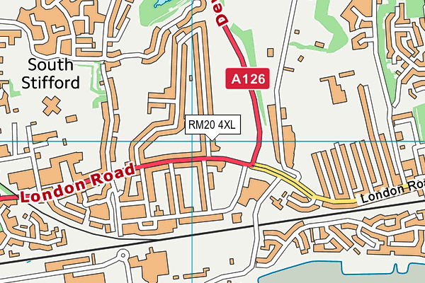 RM20 4XL map - OS VectorMap District (Ordnance Survey)