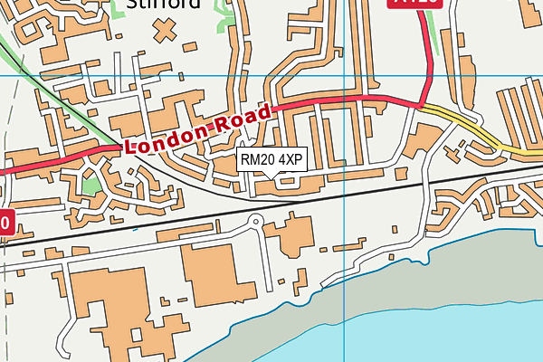 RM20 4XP map - OS VectorMap District (Ordnance Survey)