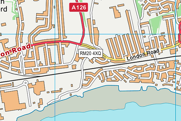 RM20 4XQ map - OS VectorMap District (Ordnance Survey)