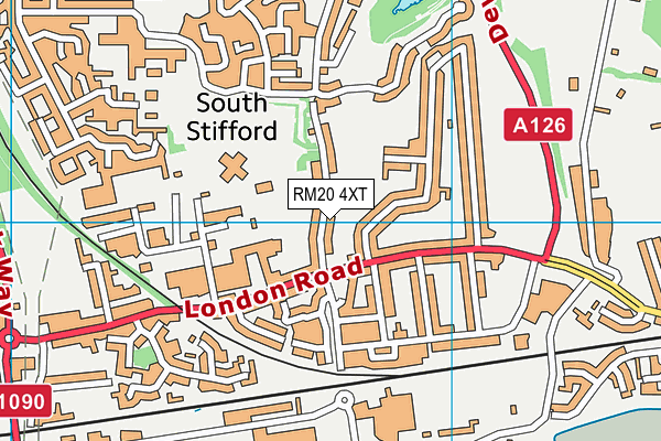 RM20 4XT map - OS VectorMap District (Ordnance Survey)