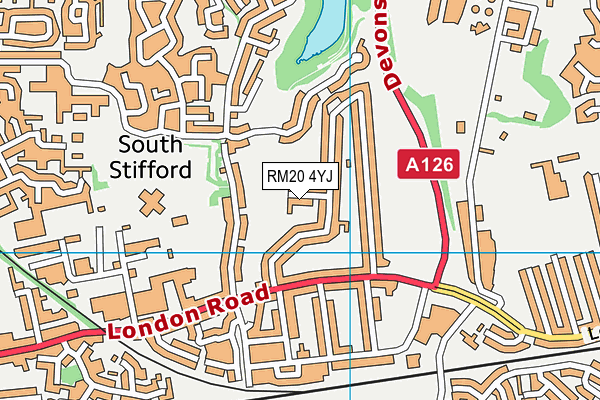 RM20 4YJ map - OS VectorMap District (Ordnance Survey)