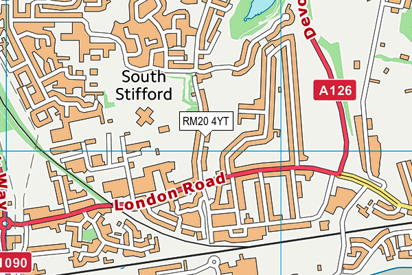 RM20 4YT map - OS VectorMap District (Ordnance Survey)