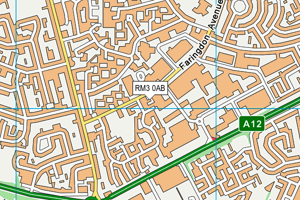 RM3 0AB map - OS VectorMap District (Ordnance Survey)