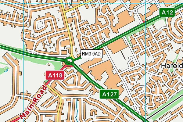 RM3 0AD map - OS VectorMap District (Ordnance Survey)