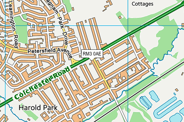 RM3 0AE map - OS VectorMap District (Ordnance Survey)