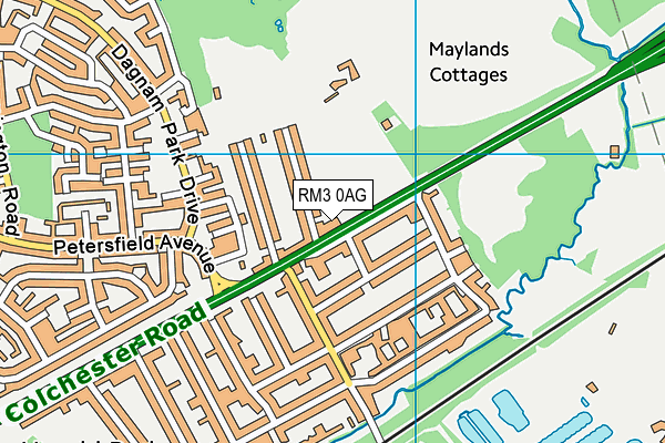 RM3 0AG map - OS VectorMap District (Ordnance Survey)