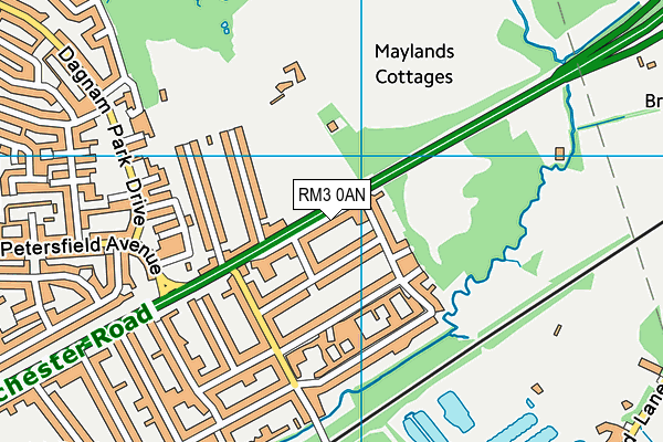 RM3 0AN map - OS VectorMap District (Ordnance Survey)