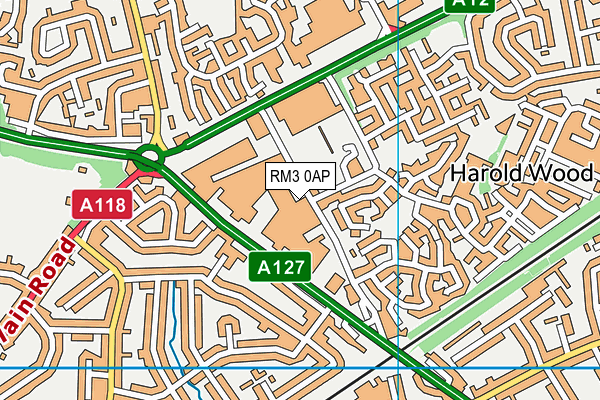 RM3 0AP map - OS VectorMap District (Ordnance Survey)