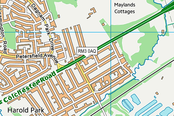 RM3 0AQ map - OS VectorMap District (Ordnance Survey)