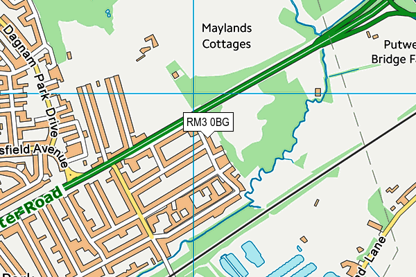 RM3 0BG map - OS VectorMap District (Ordnance Survey)