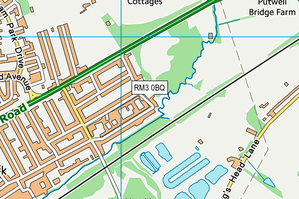 RM3 0BQ map - OS VectorMap District (Ordnance Survey)