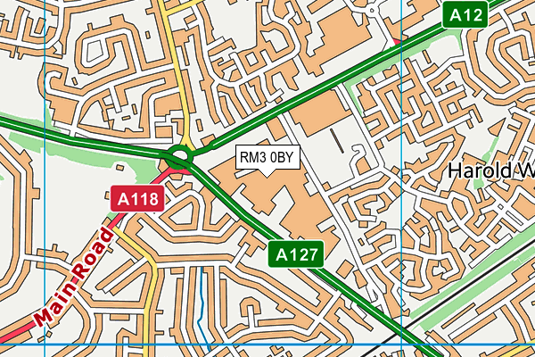 RM3 0BY map - OS VectorMap District (Ordnance Survey)
