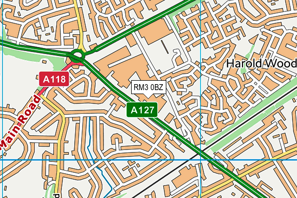 RM3 0BZ map - OS VectorMap District (Ordnance Survey)