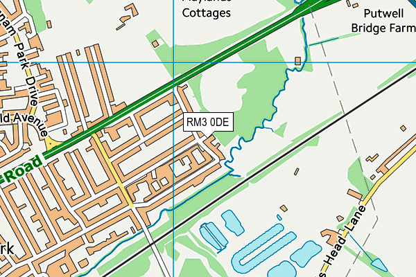 RM3 0DE map - OS VectorMap District (Ordnance Survey)
