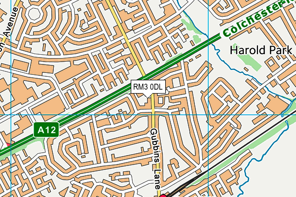 RM3 0DL map - OS VectorMap District (Ordnance Survey)