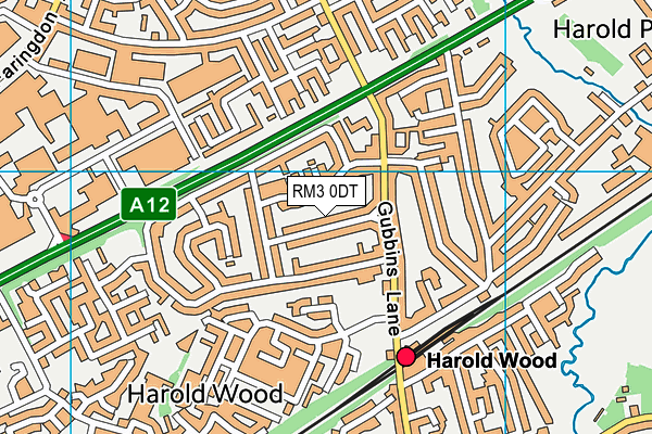 RM3 0DT map - OS VectorMap District (Ordnance Survey)