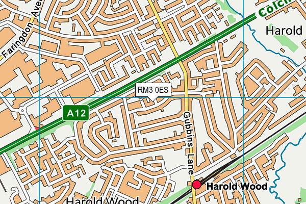 RM3 0ES map - OS VectorMap District (Ordnance Survey)
