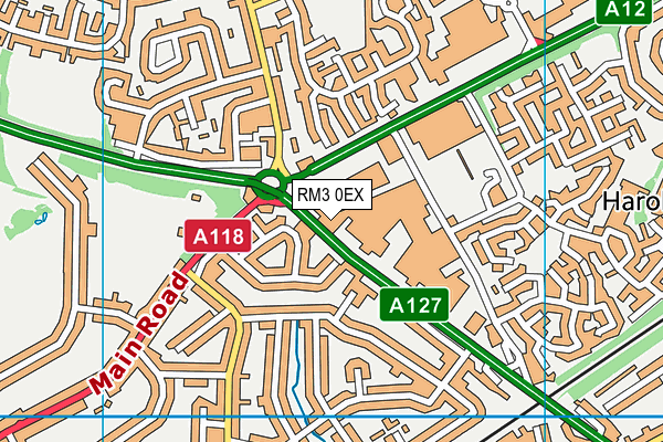 RM3 0EX map - OS VectorMap District (Ordnance Survey)
