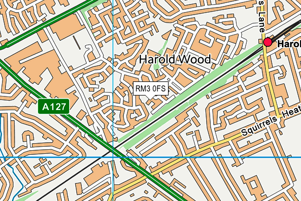 RM3 0FS map - OS VectorMap District (Ordnance Survey)