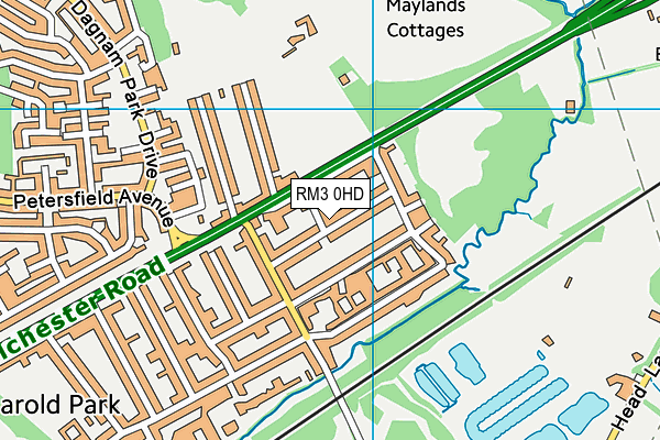 RM3 0HD map - OS VectorMap District (Ordnance Survey)