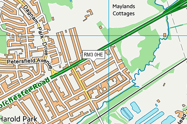 RM3 0HE map - OS VectorMap District (Ordnance Survey)
