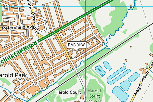 RM3 0HW map - OS VectorMap District (Ordnance Survey)