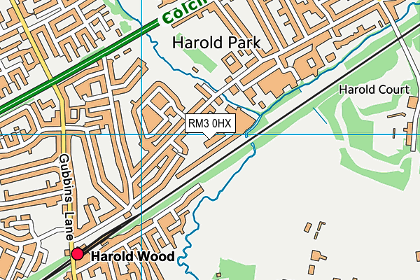 RM3 0HX map - OS VectorMap District (Ordnance Survey)