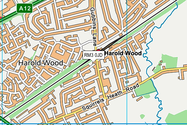 RM3 0JD map - OS VectorMap District (Ordnance Survey)