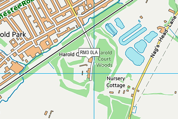 RM3 0LA map - OS VectorMap District (Ordnance Survey)