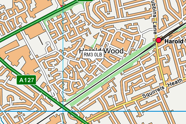 RM3 0LB map - OS VectorMap District (Ordnance Survey)