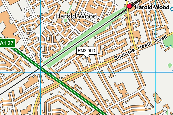 RM3 0LD map - OS VectorMap District (Ordnance Survey)