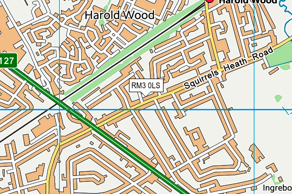 RM3 0LS map - OS VectorMap District (Ordnance Survey)