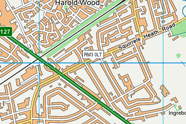 RM3 0LT map - OS VectorMap District (Ordnance Survey)