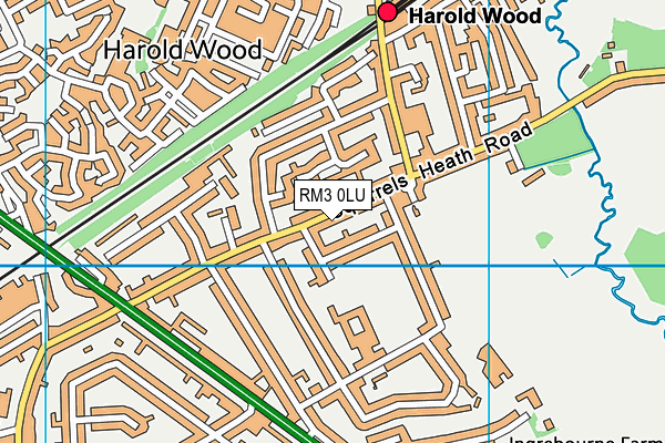 RM3 0LU map - OS VectorMap District (Ordnance Survey)