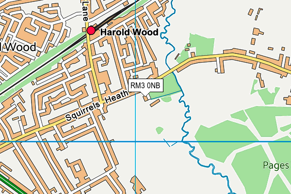 Harold Wood Park map (RM3 0NB) - OS VectorMap District (Ordnance Survey)