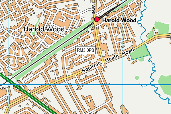 RM3 0PB map - OS VectorMap District (Ordnance Survey)