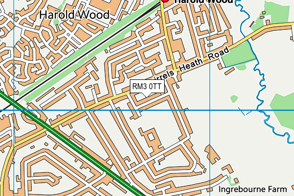 RM3 0TT map - OS VectorMap District (Ordnance Survey)