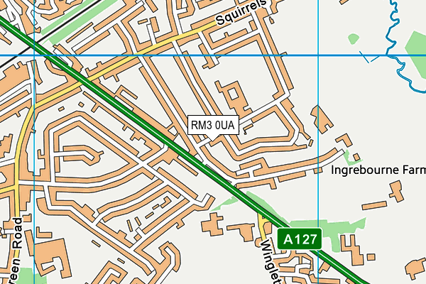 RM3 0UA map - OS VectorMap District (Ordnance Survey)