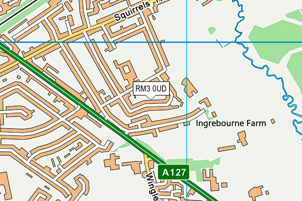 RM3 0UD map - OS VectorMap District (Ordnance Survey)
