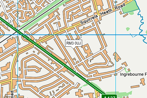 RM3 0UJ map - OS VectorMap District (Ordnance Survey)
