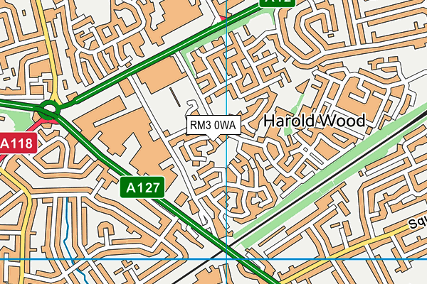 RM3 0WA map - OS VectorMap District (Ordnance Survey)