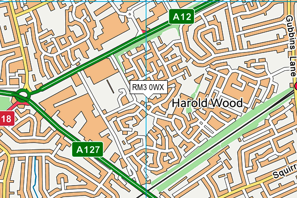 RM3 0WX map - OS VectorMap District (Ordnance Survey)