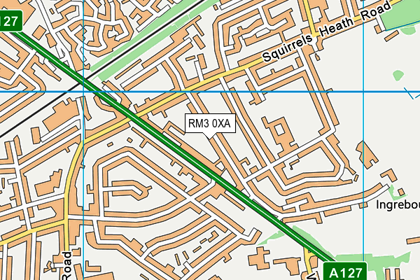 RM3 0XA map - OS VectorMap District (Ordnance Survey)