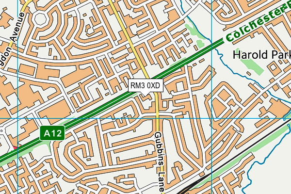 RM3 0XD map - OS VectorMap District (Ordnance Survey)