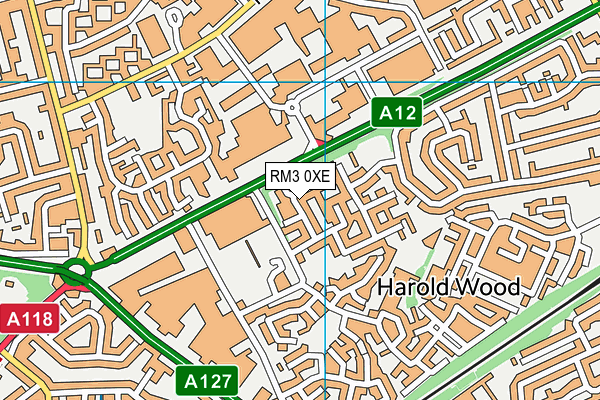 RM3 0XE map - OS VectorMap District (Ordnance Survey)